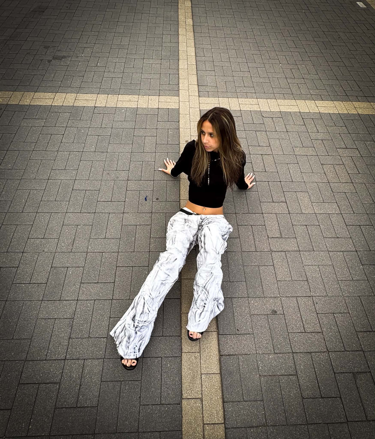 Monochrome Painted Coated Pants