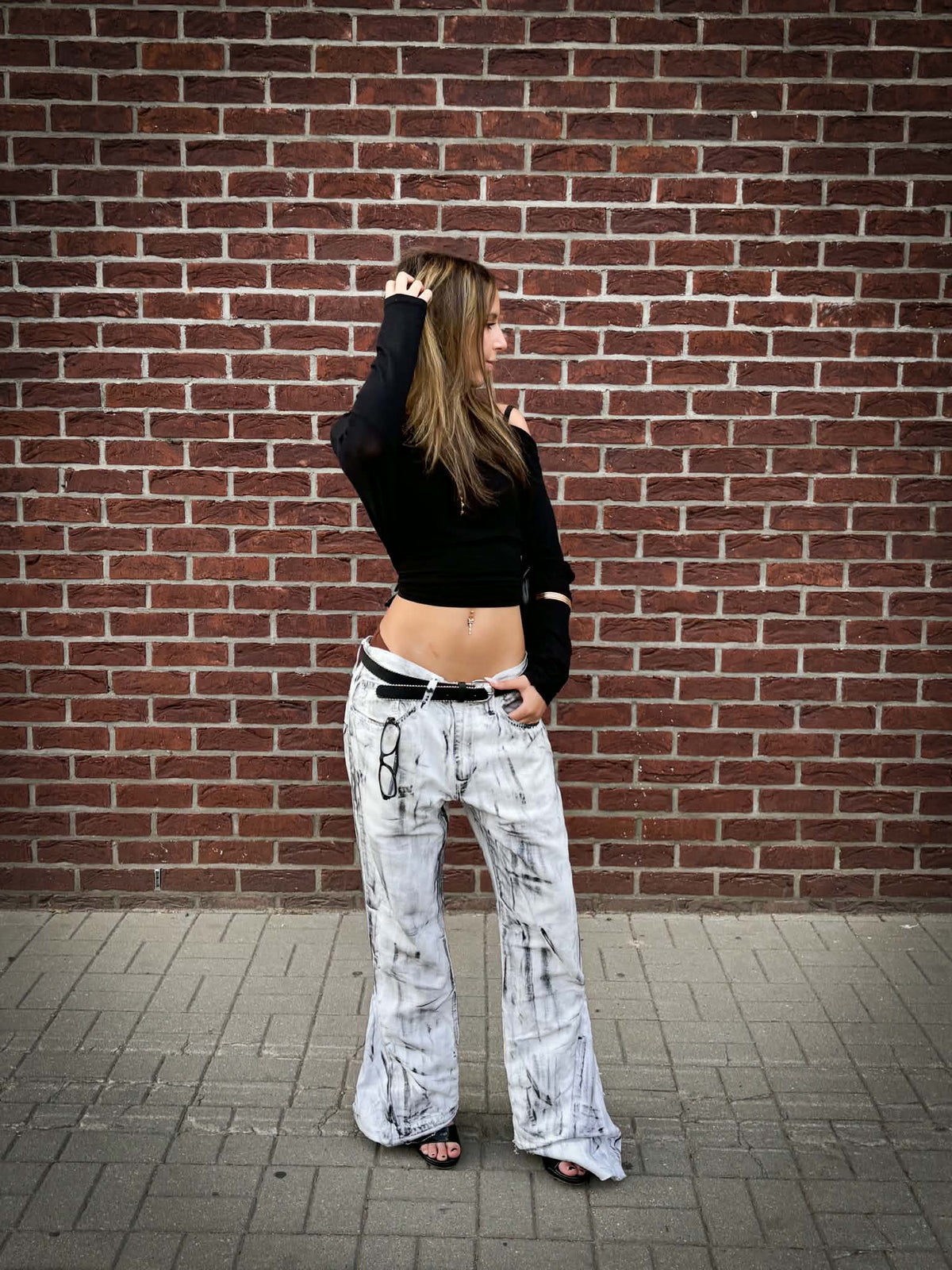 Monochrome Painted Coated Pants