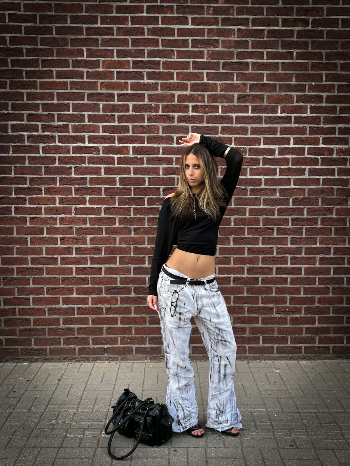 Monochrome Painted Coated Pants