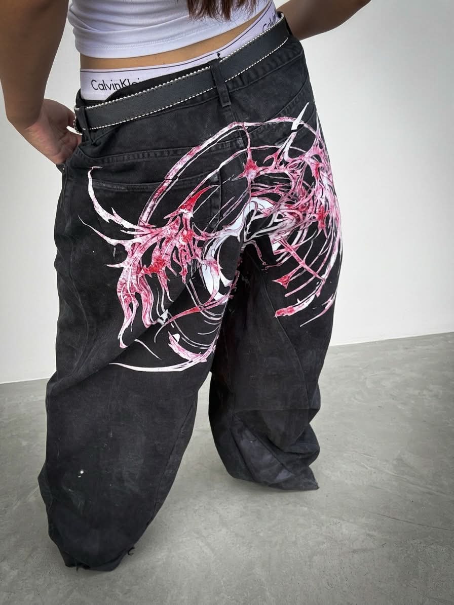 Cyber-Sigilism Lacquered Baggy Pants